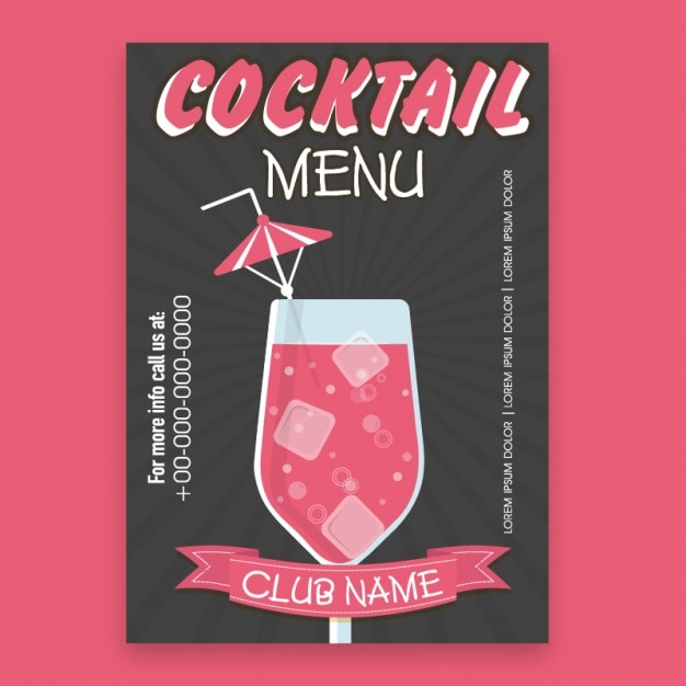 Premium Vector | Fantastic flyer template with cocktail and pink details