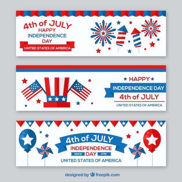 Free Vector | Fantastic independence day banners with colored elements