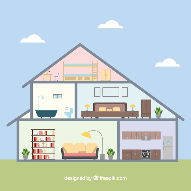 Free Vector | Fantastic interior view of house