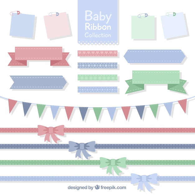 Premium Vector Fantastic Pack Of Baby Ribbons In Pastel Colors