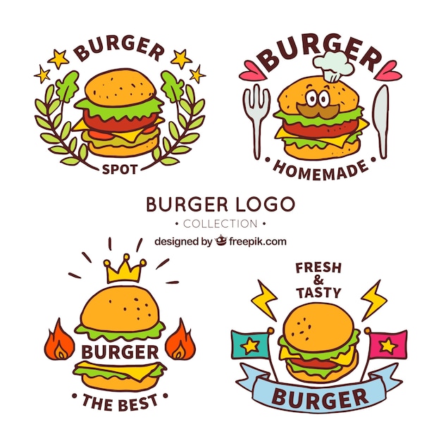 Download Free Download Free Fantastic Pack Of Hand Drawn Burger Logos Vector Use our free logo maker to create a logo and build your brand. Put your logo on business cards, promotional products, or your website for brand visibility.