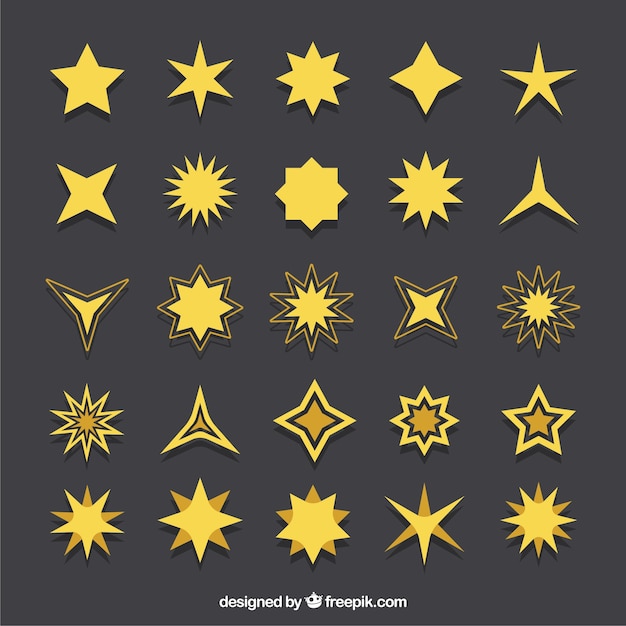 Fantastic pack of yellow stars | Free Vector