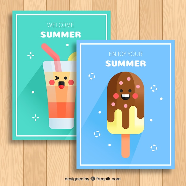 Fantastic summer cards with funny\
characters