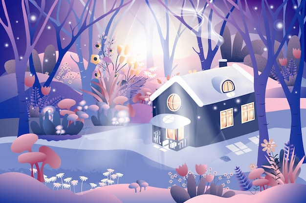 Premium Vector Fantasy Magic Forest With Fairy Tale Cottage