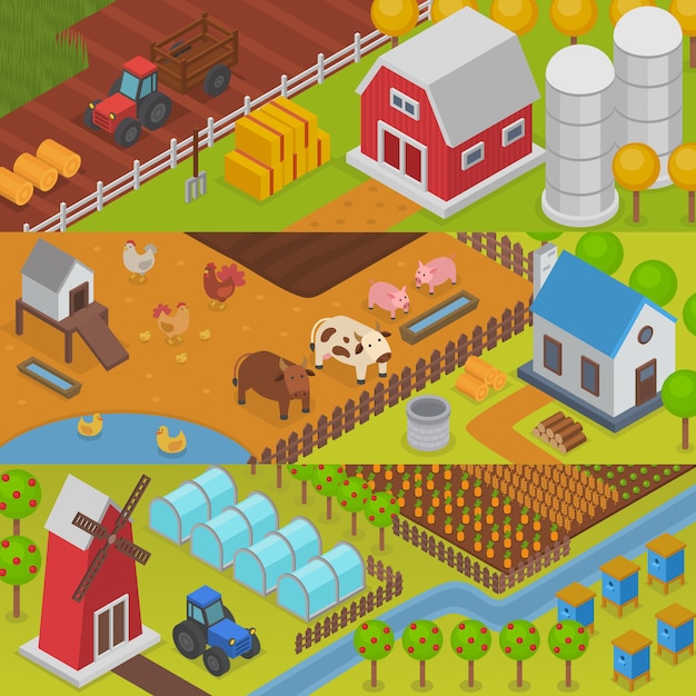 Premium Vector | Farm agriculture landscape farming house field rural ...