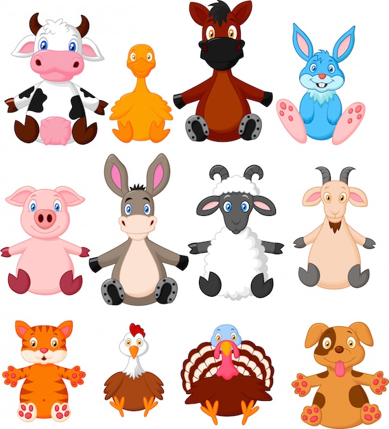 Farm animal cartoon collection Vector | Premium Download