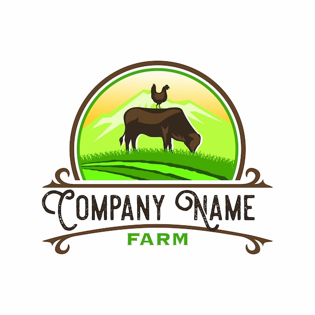 Premium Vector | Farm animals emblem rustic retro logo vector
