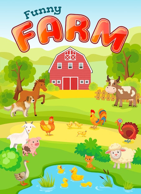 Farm Animals Kids Poster