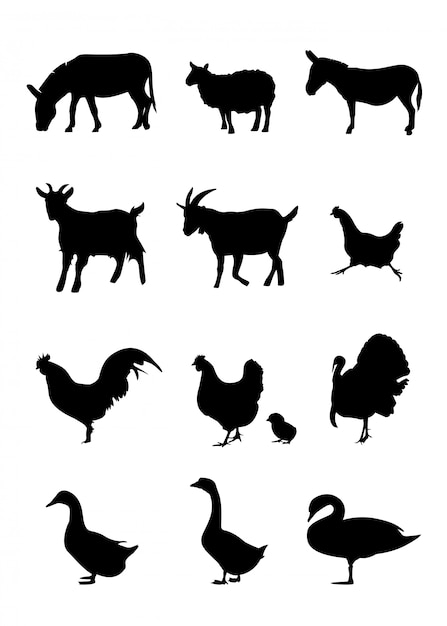 Download Farm animals silhouette set | Premium Vector