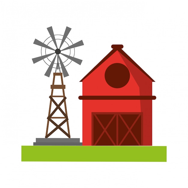 Download Farm house and windmill | Premium Vector