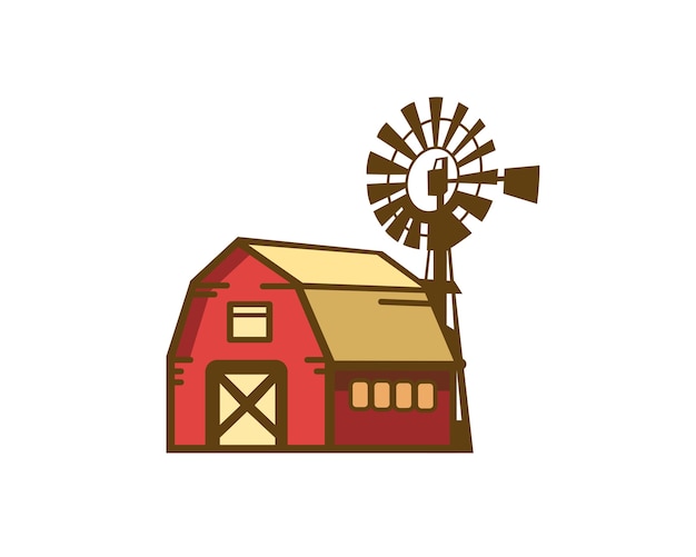 Download Farm house windmill Vector | Premium Download