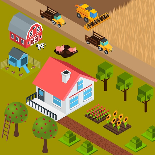 Free Vector | Farm isometric illustration