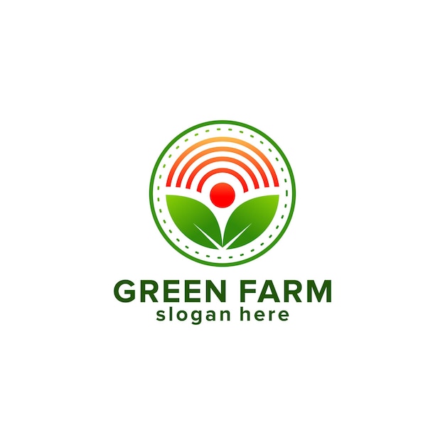 Premium Vector | Farm logo design template. seed, leave, sun, grow