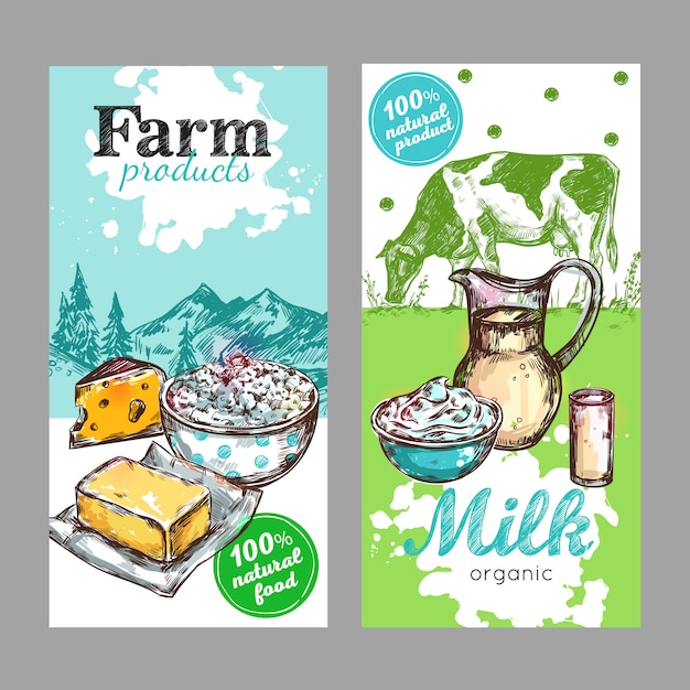 Download Free Vector | Farm products milk label set