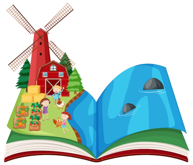 Farm scene pop up book Free Vector