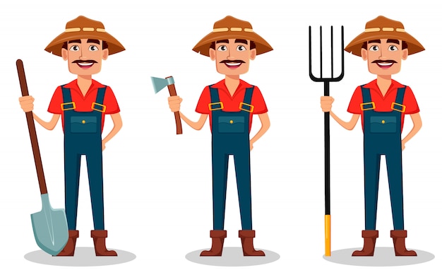 Premium Vector | Farmer cartoon character