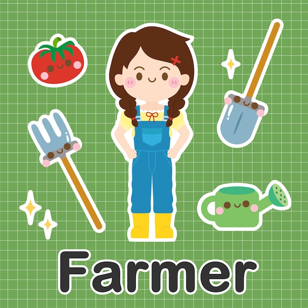 Download Premium Vector | Farmer - set of occupation cute kawaii ...