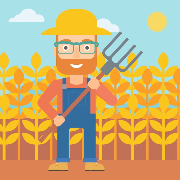 Premium Vector Farmer With Pitchfork   Farmer With Pitchfork 107173 3818 