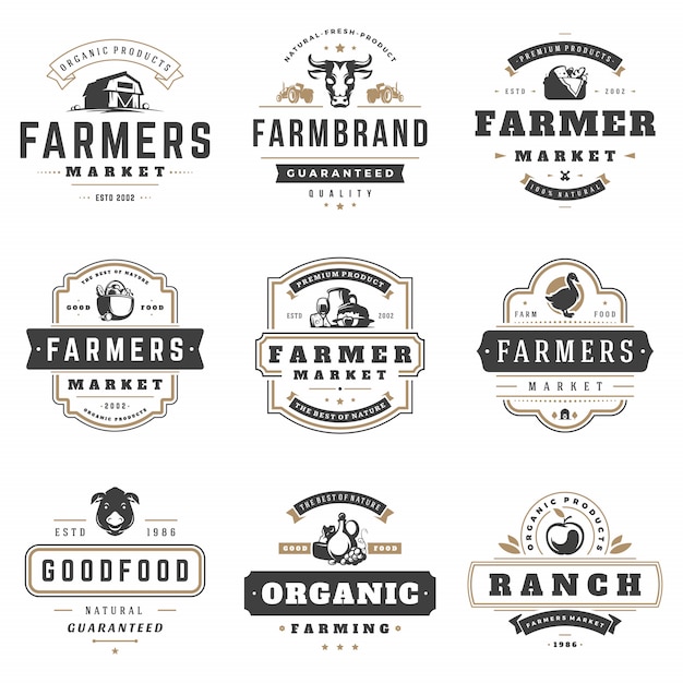 Download Free Farmers Market Logos Templates Vector Objects Set Premium Vector Use our free logo maker to create a logo and build your brand. Put your logo on business cards, promotional products, or your website for brand visibility.