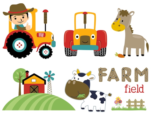 Premium Vector | Farming cartoon vector set collection