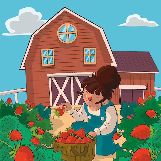 Farming Concept With Strawberry Harvest Vector | Free Download