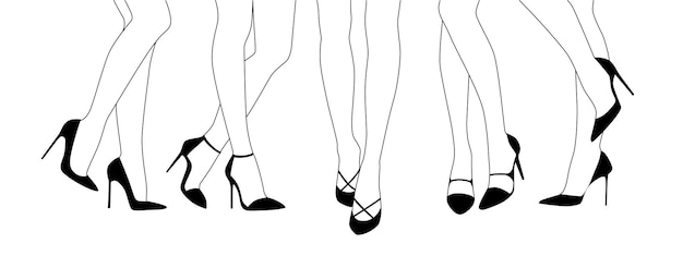 Premium Vector | Fashion black and white illustration of girls feet in