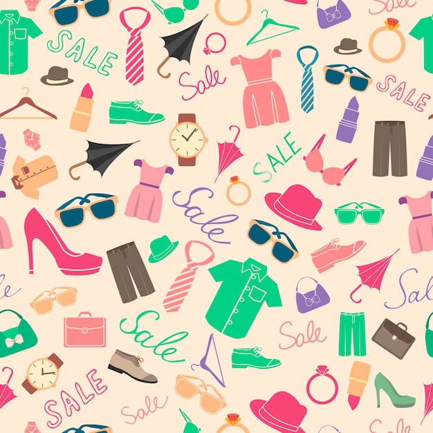 Fashion and clothes accessories seamless pattern | Free Vector
