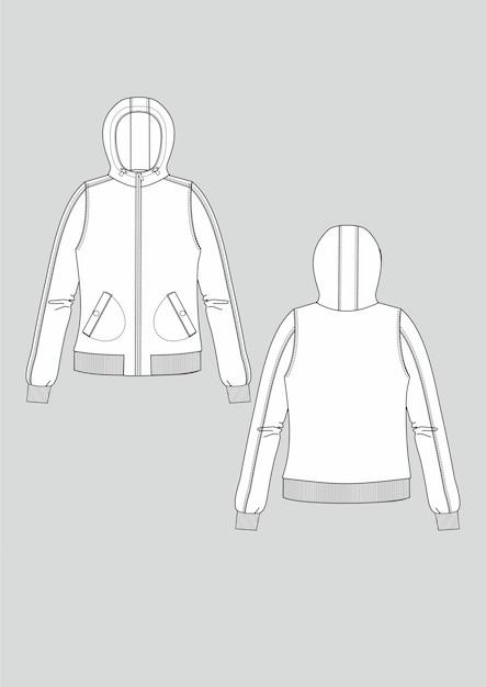 Premium Vector | Fashion hooded coat technical