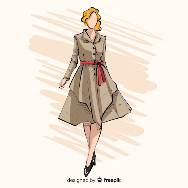 fashion model illustration vector free download