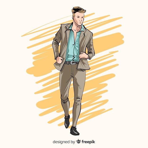 Fashion Illustration With Male Model Vector Free Download