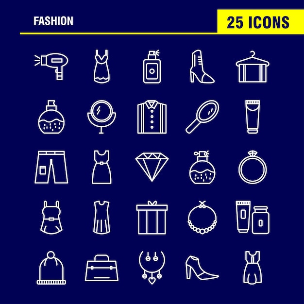 Fashion line icons Free Vector
