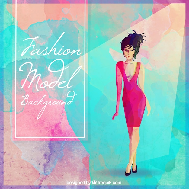 Fashion  model hand painted watercolor background  Vector 