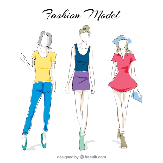 fashion model illustration vector free download