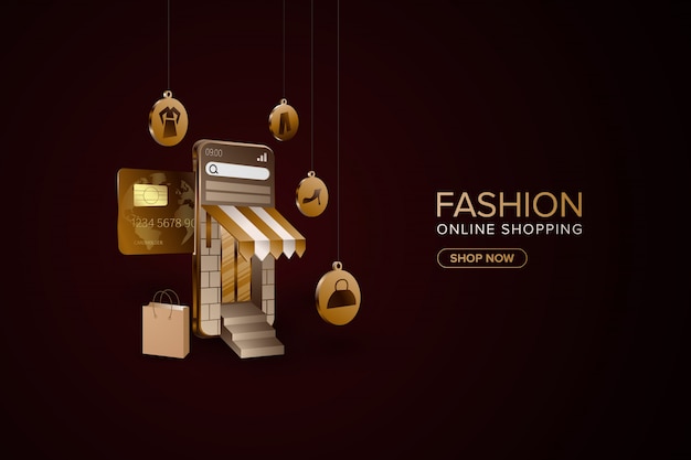 Premium Vector Fashion Online Shopping With Smartphone Background