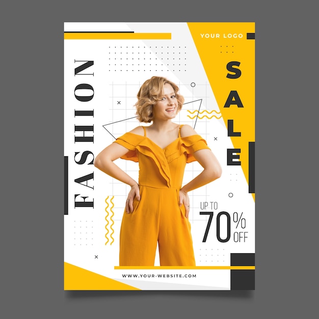 Free Vector | Fashion poster template with photo