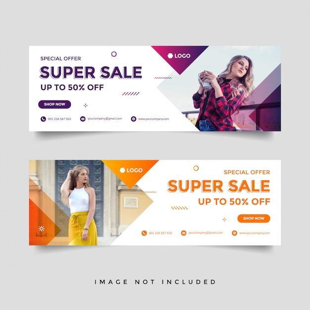 Fashion sale facebook cover banner template | Premium Vector