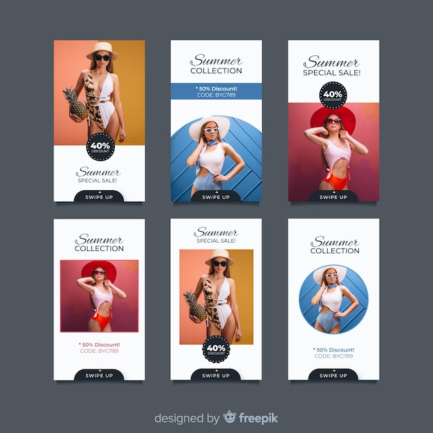 Fashion sale instagram stories collection Free Vector