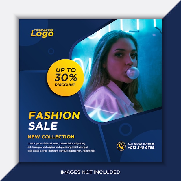 Premium Vector | Fashion sale social media post template