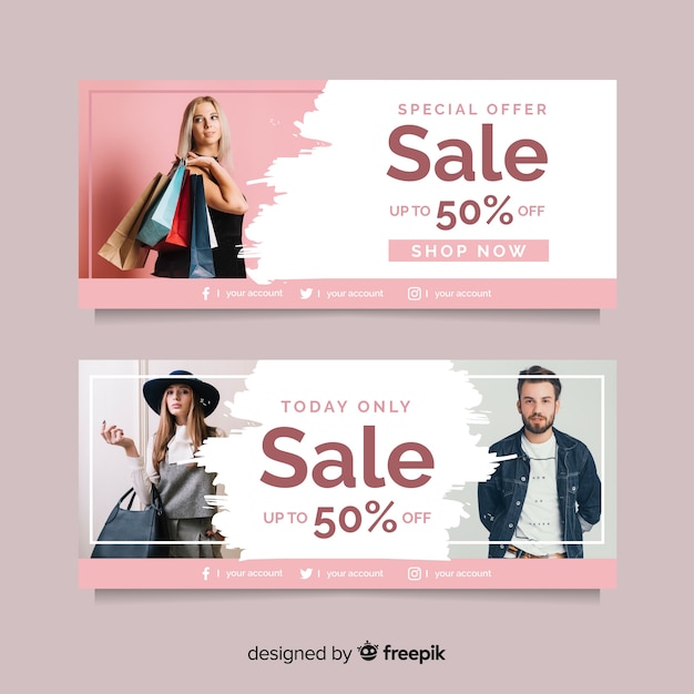 Коллекция баннеров fashion sale Бесплатные векторы
