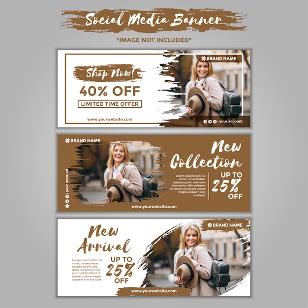 Fashion social media banner template pack Premium Vector