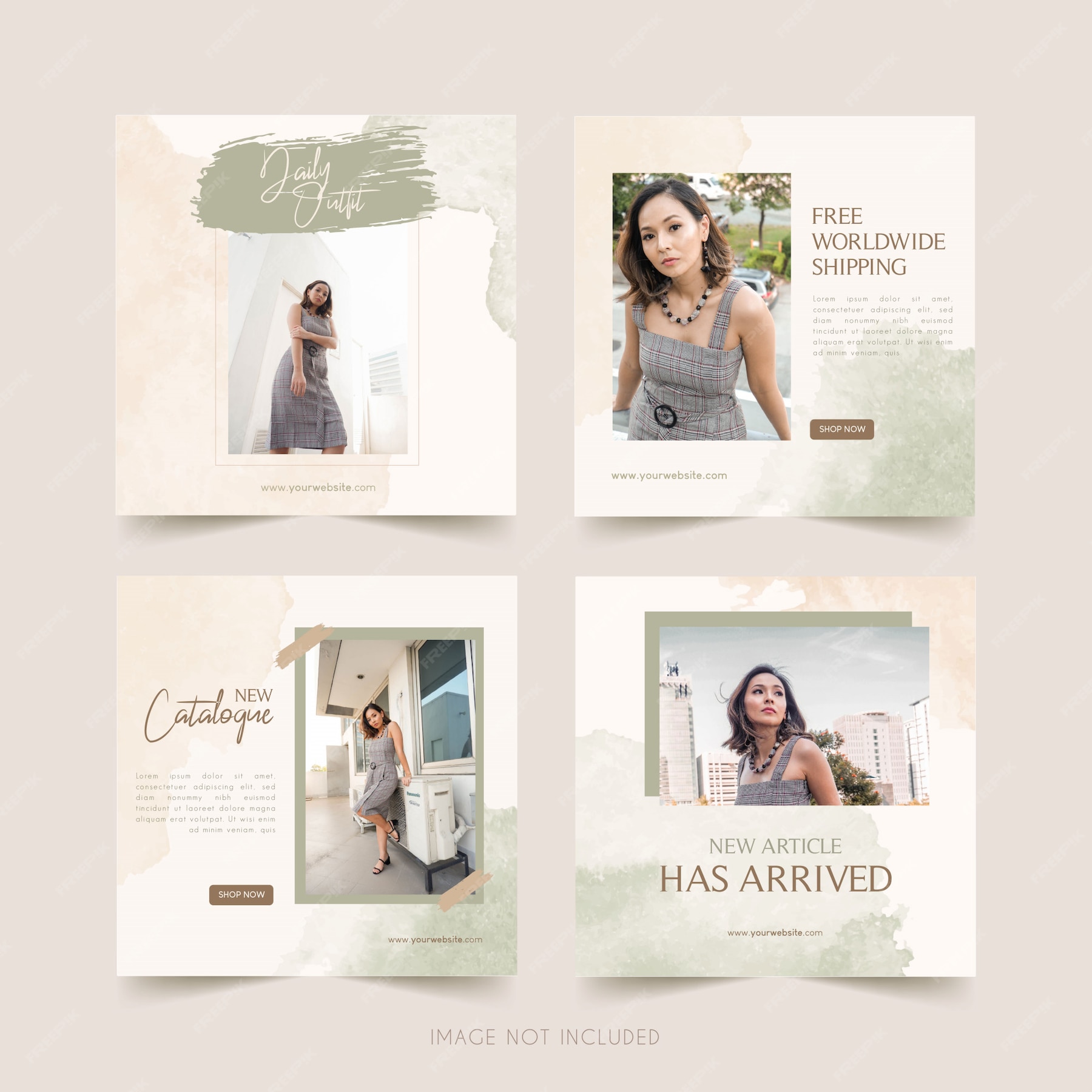 Premium Vector | Fashion social media template with watercolor bundle post