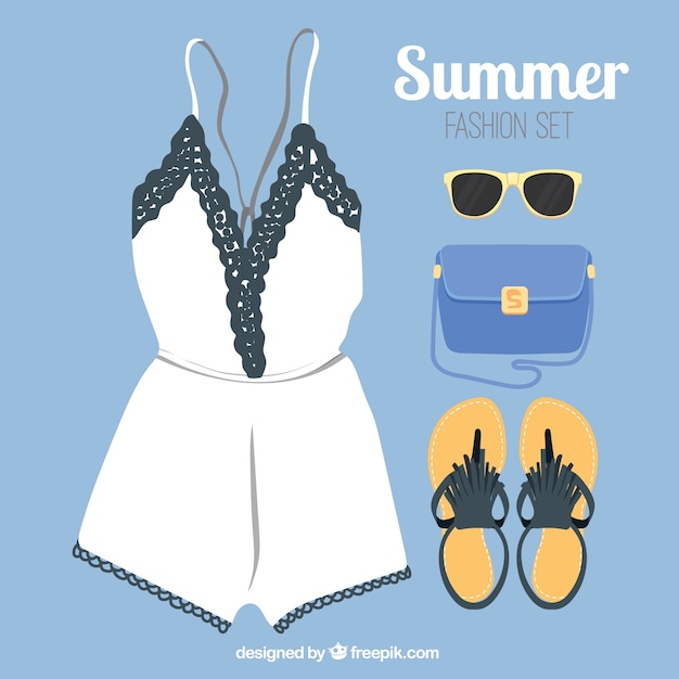 Download Fashion summer clothes with accessories Vector | Free Download