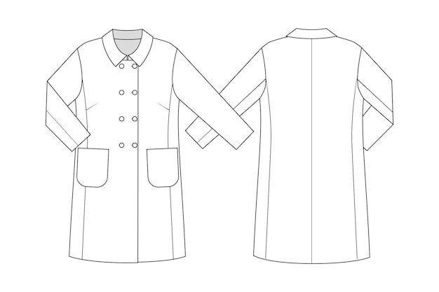 Premium Vector Fashion Technical Drawing Of Double Breasted Coat With Pockets 1223