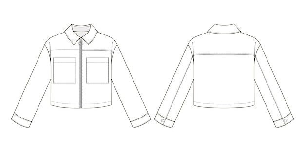 Premium Vector | Fashion technical drawing of oversize croppep jacket ...