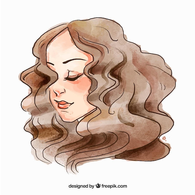 Fashion woman face with curly hair