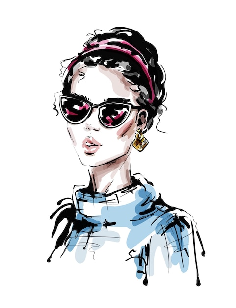 Premium Vector | Fashion woman in sunglasses illustration