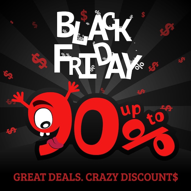 Premium Vector Fashionable black friday sale banner with funny crazy