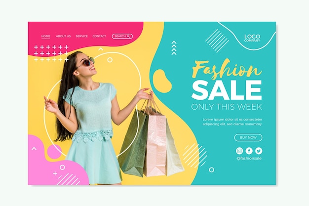 Fashions sale landing page template | Free Vector