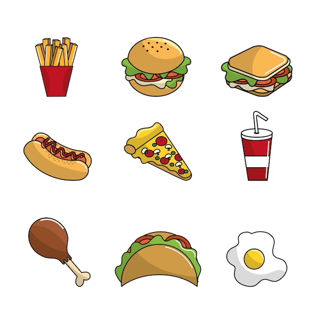 Premium Vector | Fast food background icon