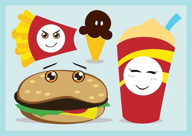Fast food cartoon characters Vector | Free Download